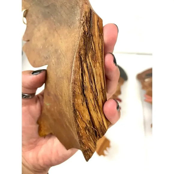 VTG Lot of 4 African Hand Carved Wood Head Profile Faces Wall Art Plaque Unique - Picture 6 of 15